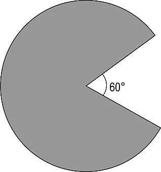 Shaded circle with a sector cut out at the centre, its angle marked 60 degrees