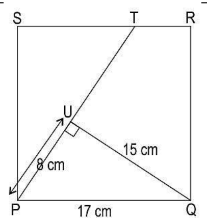 Figure from the question paper for: In the figure, PQRS is a square. What is the value of sin ∠SPT?